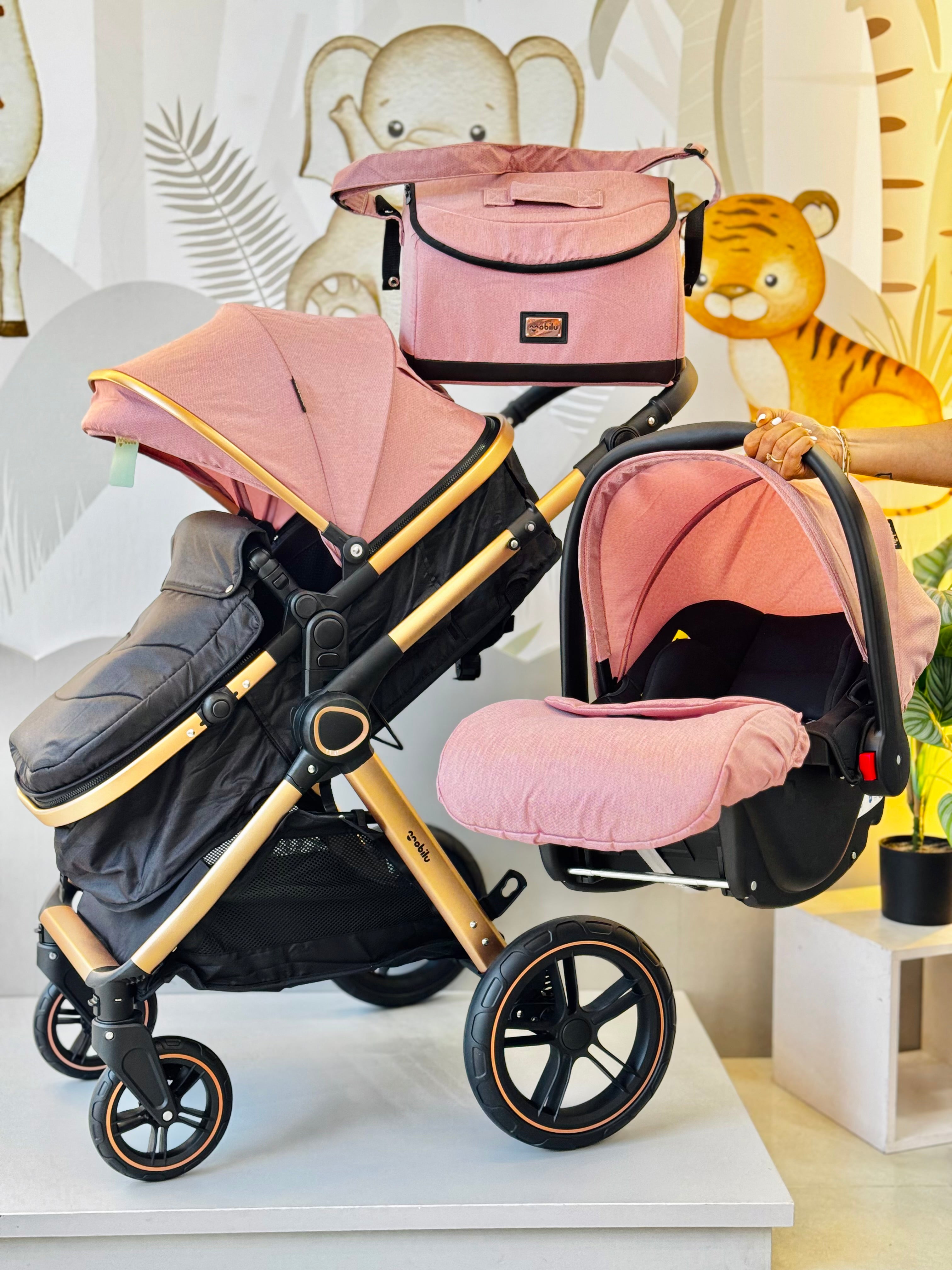 COCHE MOISES CON PORTA BEBE Y PAÑALERA